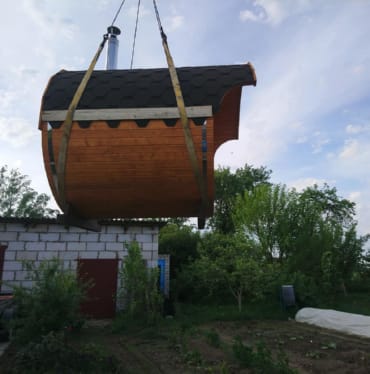 Купить баню бочку № 497 в Губахе по цене от 371241 руб. цена в Губахе от 371 241 руб.